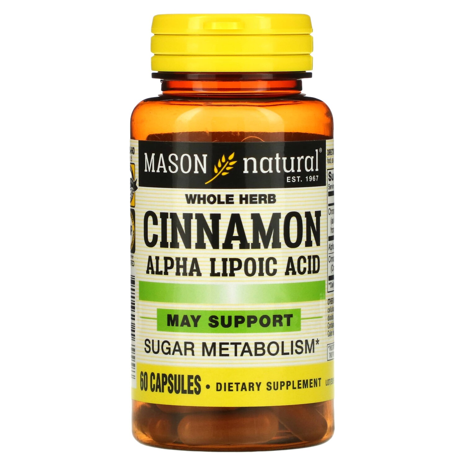 

Корица с альфа-липоевой кислотой, 60 капсул, Mason Natural
