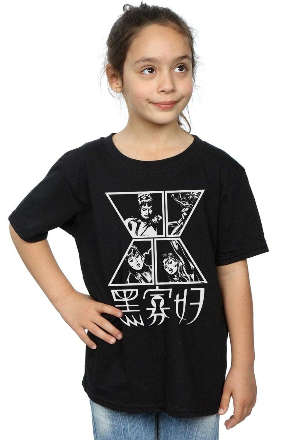 Хлопковая футболка с символом Черной Вдовы Marvel, черный
