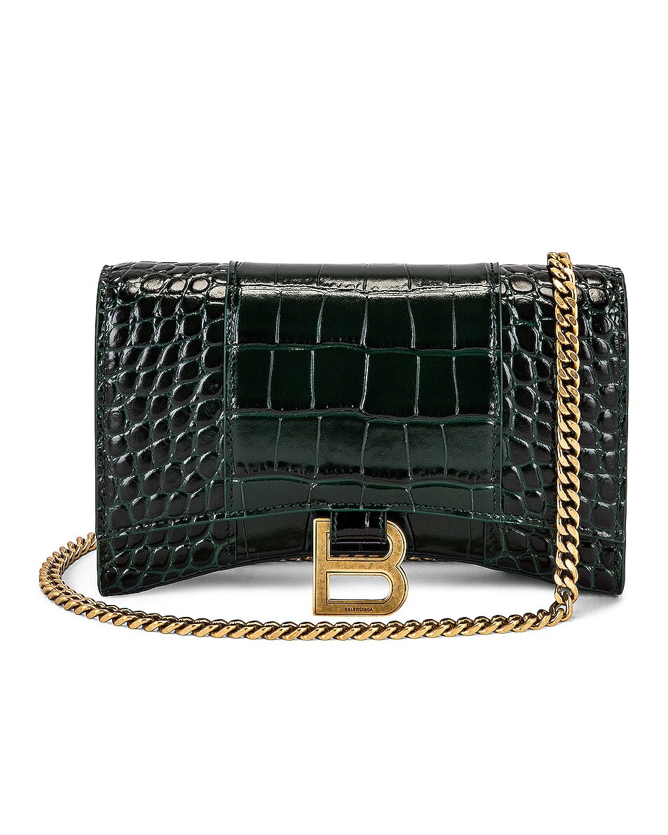 цена Сумка кросс-боди Balenciaga Hourglass Wallet On Chain, цвет Forest Green