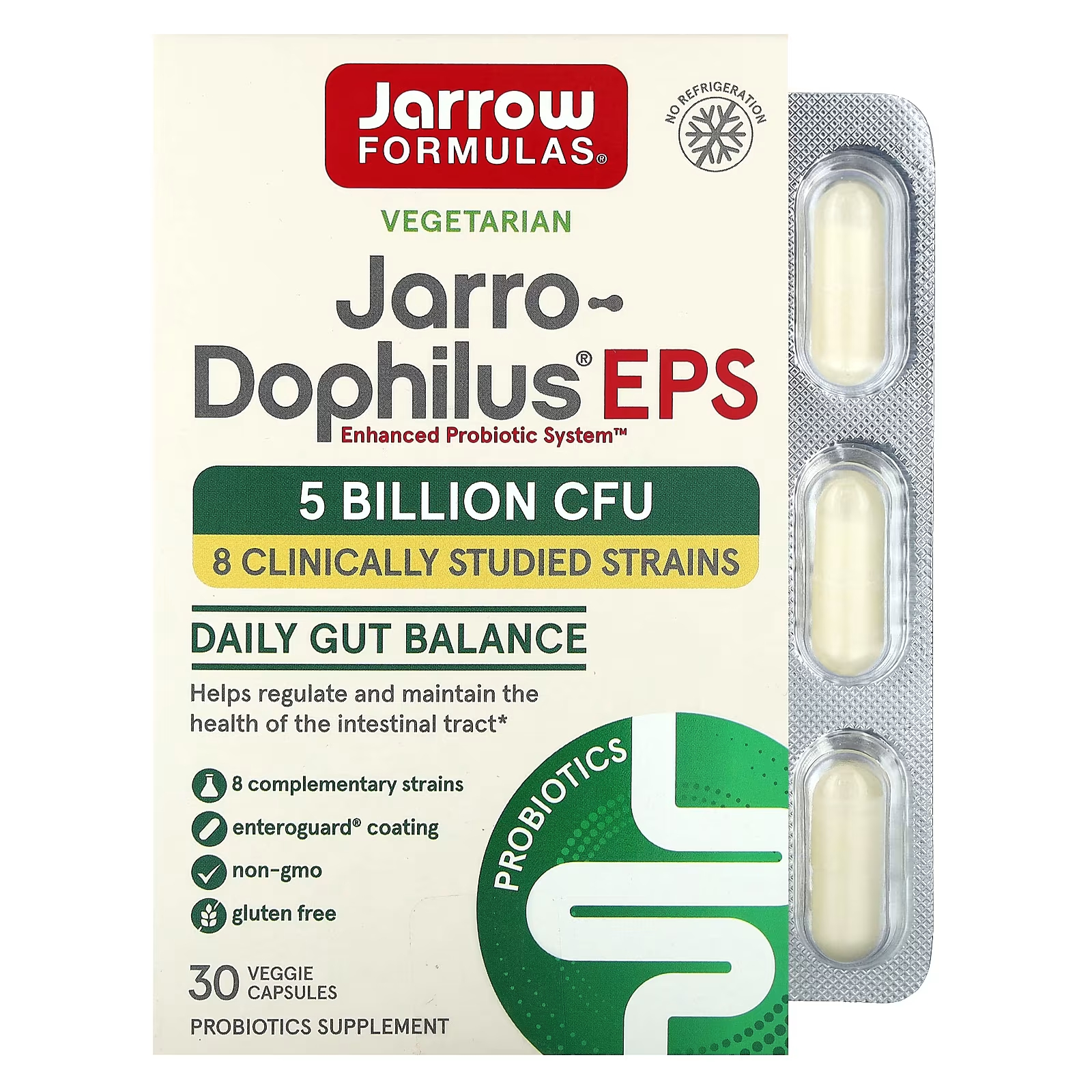 Пробиотическая добавка Jarrow Formulas Jarro-Dophilus EPS, 30 растительных капсул пробиотики eps jarrow formulas 30 капсул