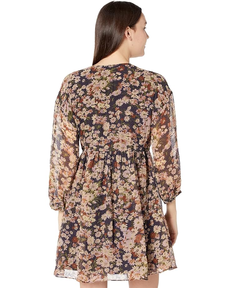 Платье Madewell Long Sleeve Tiered Mini in Floral Print, цвет Coal