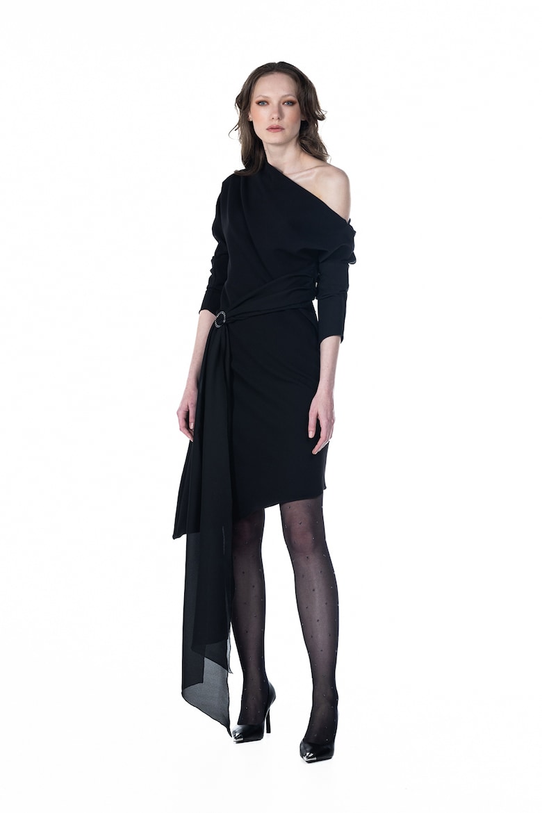 Шифоновое платье с открытыми плечами и завязками A&S Negulescu, черный