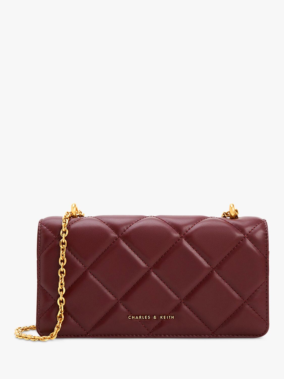 

Стеганый кошелек Paffuto с ремешком-цепочкой CHARLES & KEITH, бордовый