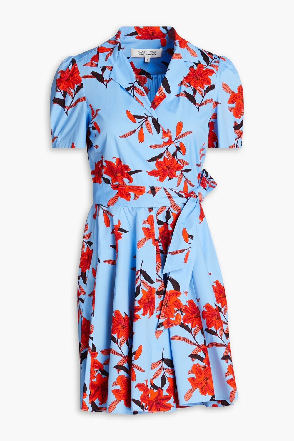 

Платье мини Argos из поплина с цветочным принтом и запахом Diane Von Furstenberg, светло-синий