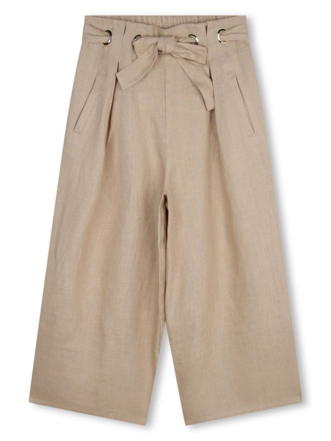 

Chloé Kids льняные брюки с вышитым логотипом, нейтральный цвет