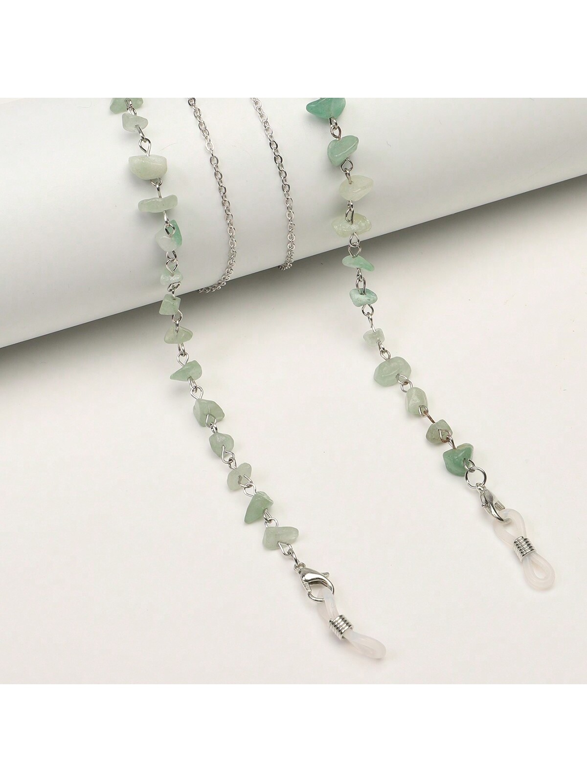 Цепочка для очков с каменным декором, серебро lisa smith двойной открытый браслет с зеленым большим камнем