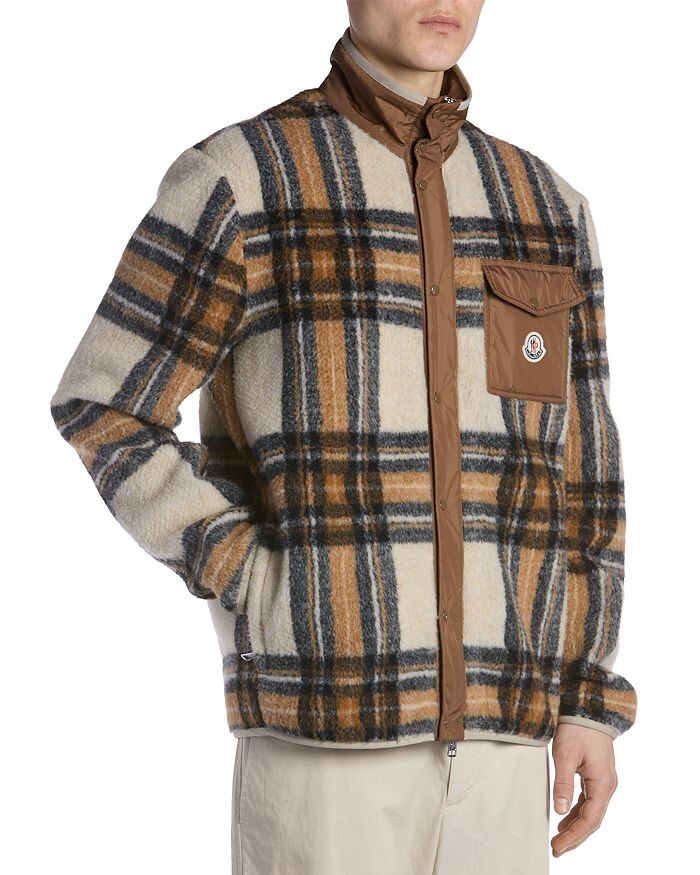 

Moncler Флисовая куртка в клетку Teddy с молнией и полной молнией, мультиколор