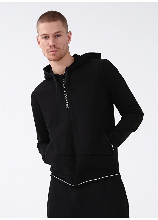 

Черная мужская толстовка с воротником с капюшоном Armani Exchange, Черный