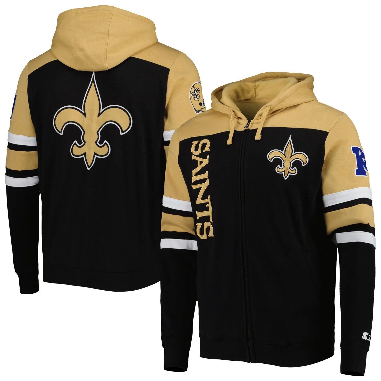 

Мужская черная куртка с капюшоном New Orleans Saints Extreme на молнии во всю длину Starter, Черный