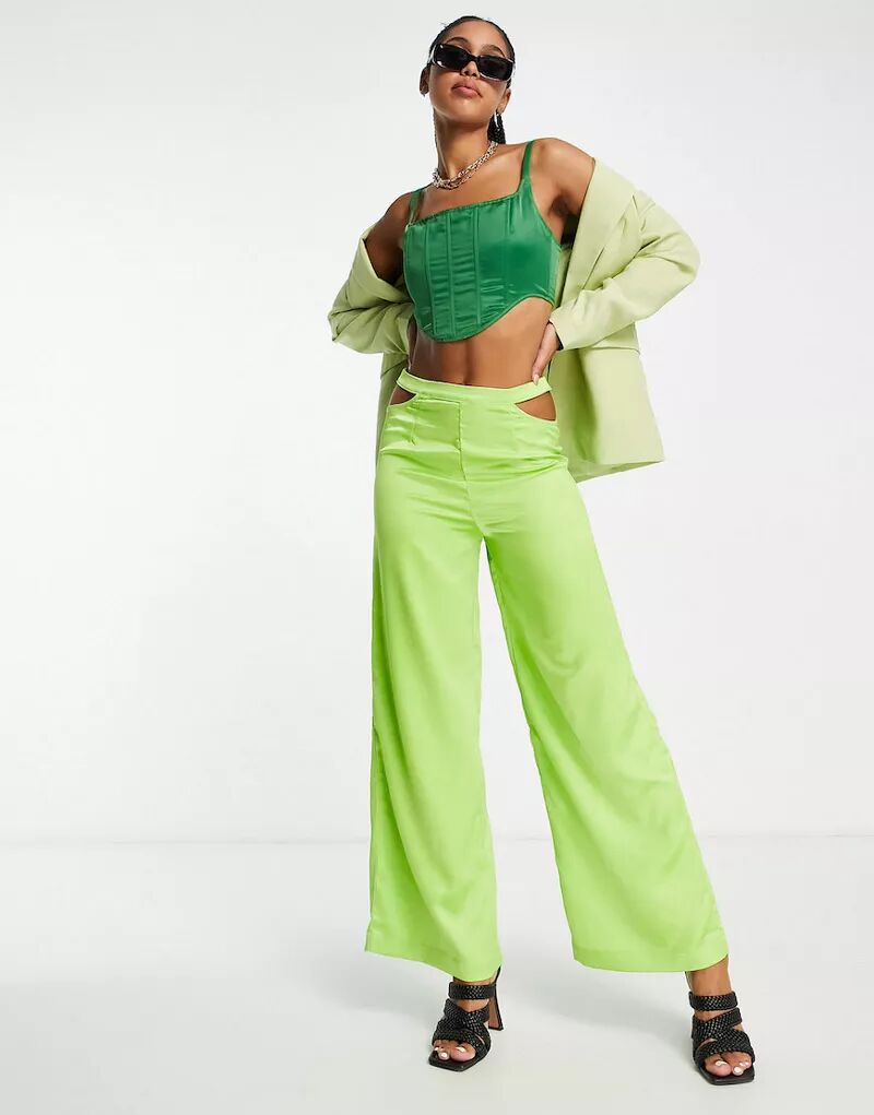 Зеленые широкие брюки Ei8th Hour брюки широкие зеленые glvr