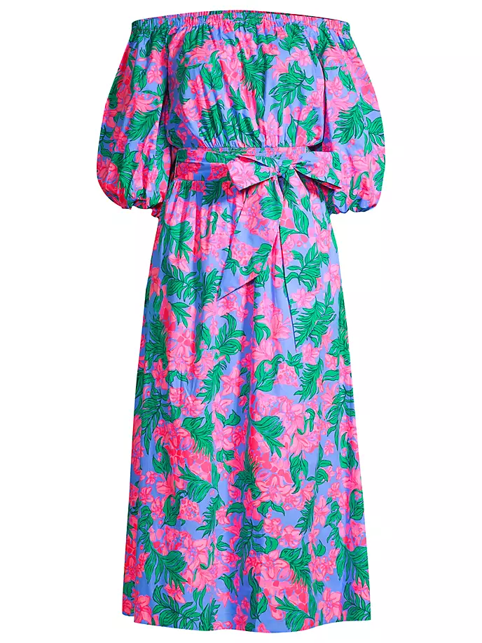 

Хлопковое платье миди Shawlee с поясом и цветочным принтом Lilly Pulitzer, цвет cerise pink