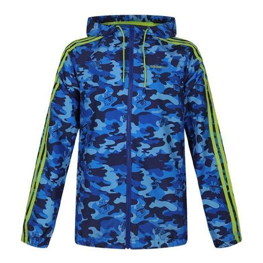 цена Куртка adidas neo M Radio W WB Camouflage hooded Sports Jacket Blue, синий