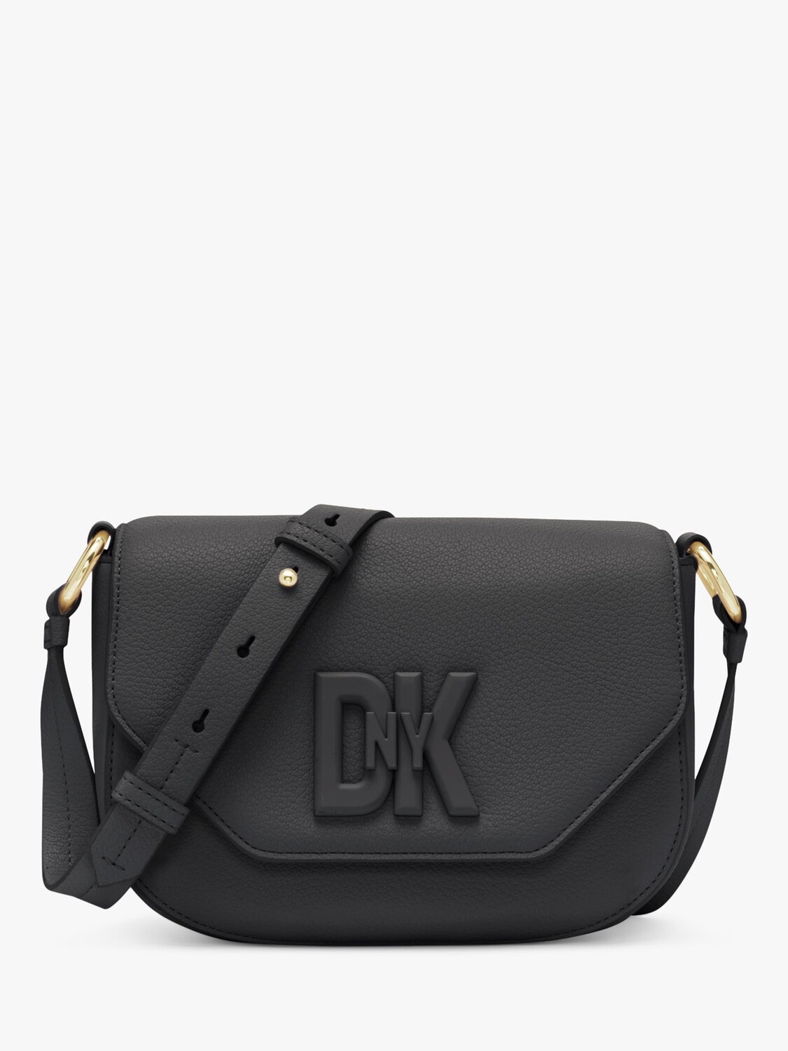 

Маленькая кожаная сумка через плечо Seventh Avenue с клапаном DKNY, черный