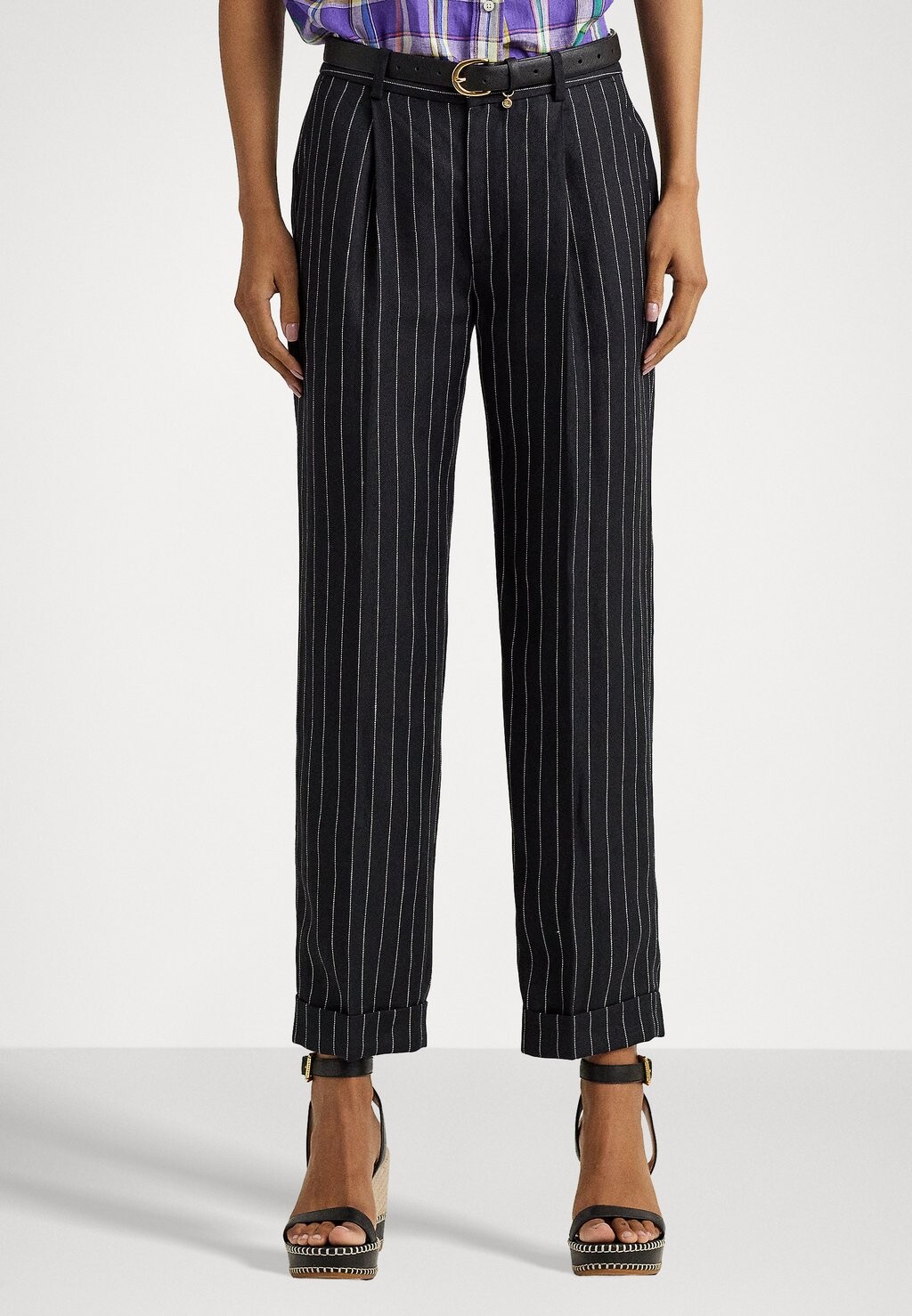 

Брюки Lauren Ralph Lauren FENSKA PLETED, цвет black/cream