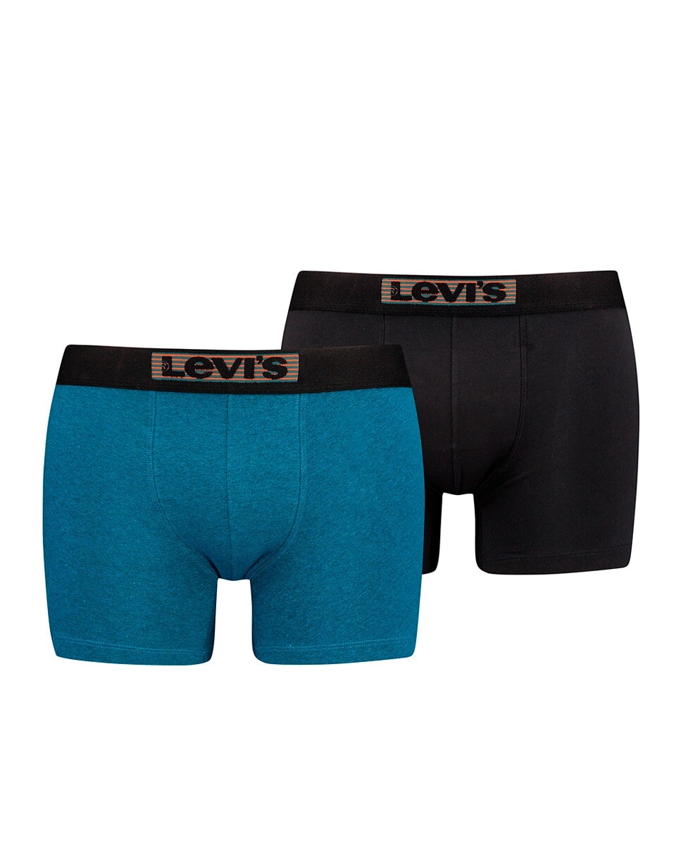 

Комплект из 2 мужских трусов-боксеров с полосатым логотипом Levi's, темно-синий