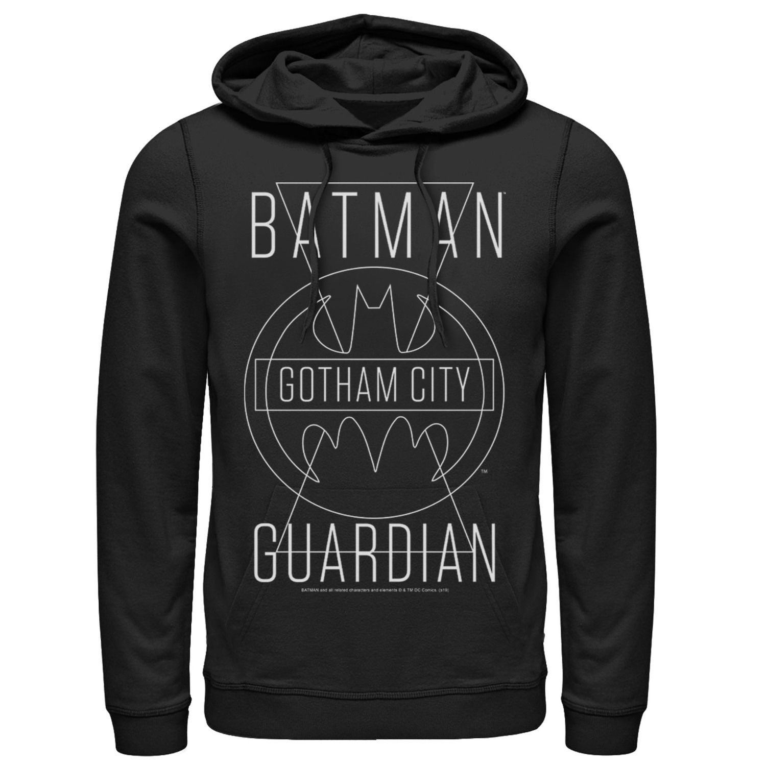 

Мужская толстовка с капюшоном из комиксов DC Бэтмен Готэм-сити Guardian с текстовым плакатом DC Comics, черный