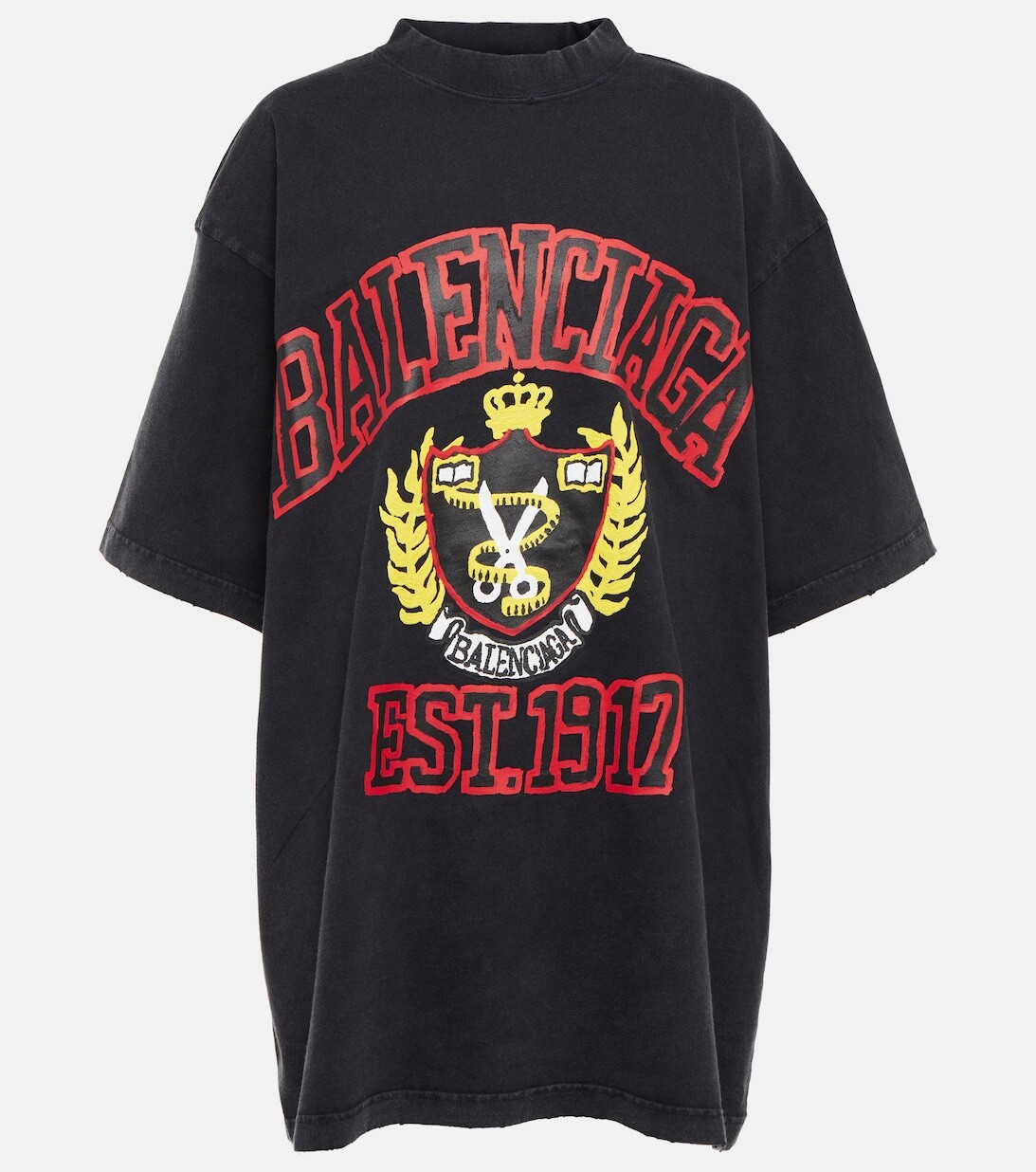 

Хлопковая футболка с логотипом College BALENCIAGA, черный