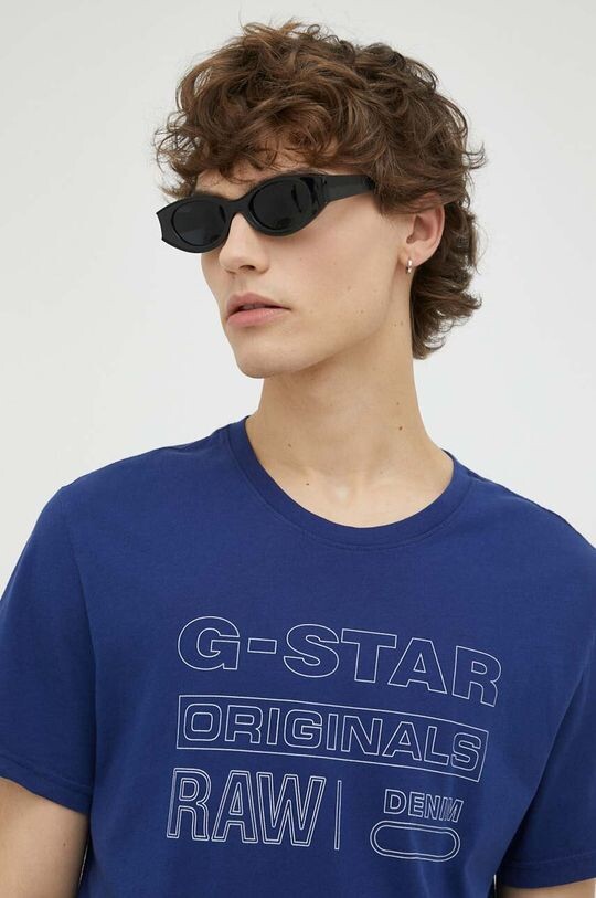 

Хлопковая футболка G-Star Raw, темно-синий
