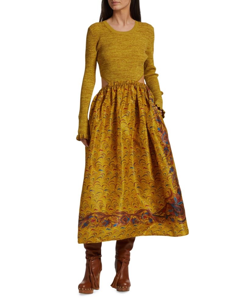 

Платье миди Marcellina с вырезом Ulla Johnson, цвет Tigers Eye