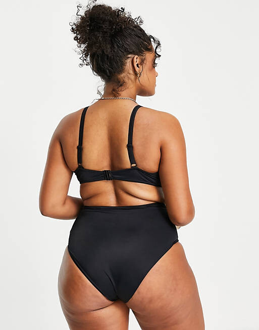 

Черные комбинированные плавки бикини с высокой талией ASOS DESIGN Curve