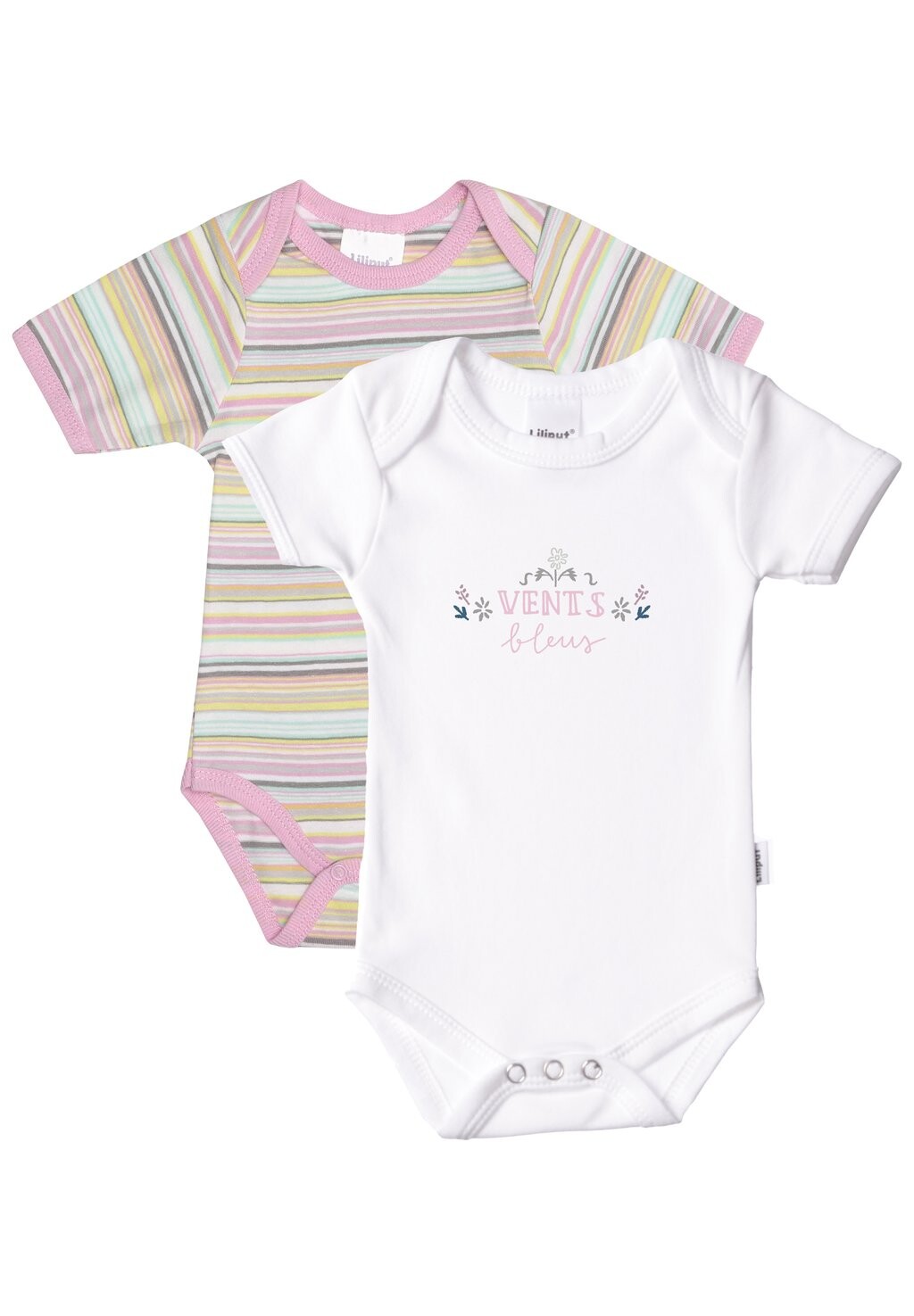 

Боди KURZARM-BODY IM 2ER-PACK Liliput, цвет rosa geringelt/weiß mit frontdruck