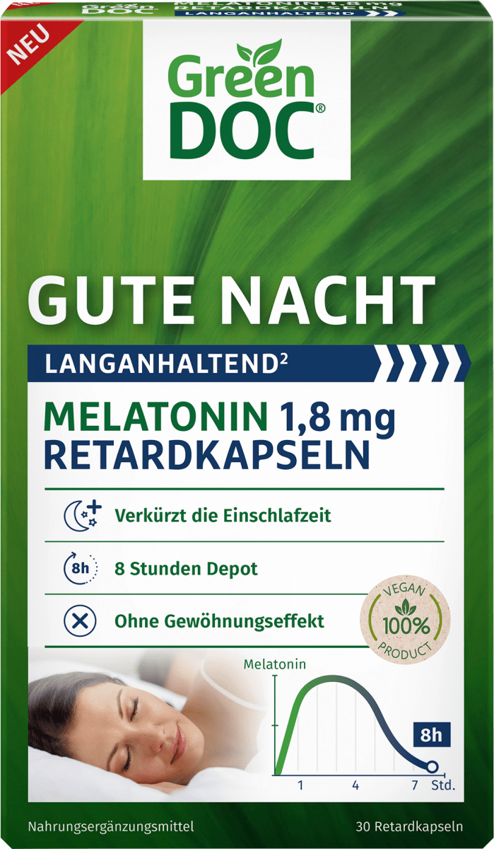 Мелатонин 1,8 мг капсулы пролонгированного действия 30 шт. по 9,6 г Green Doc кефир безлактозный агрокомплекс 1 5% 900 г