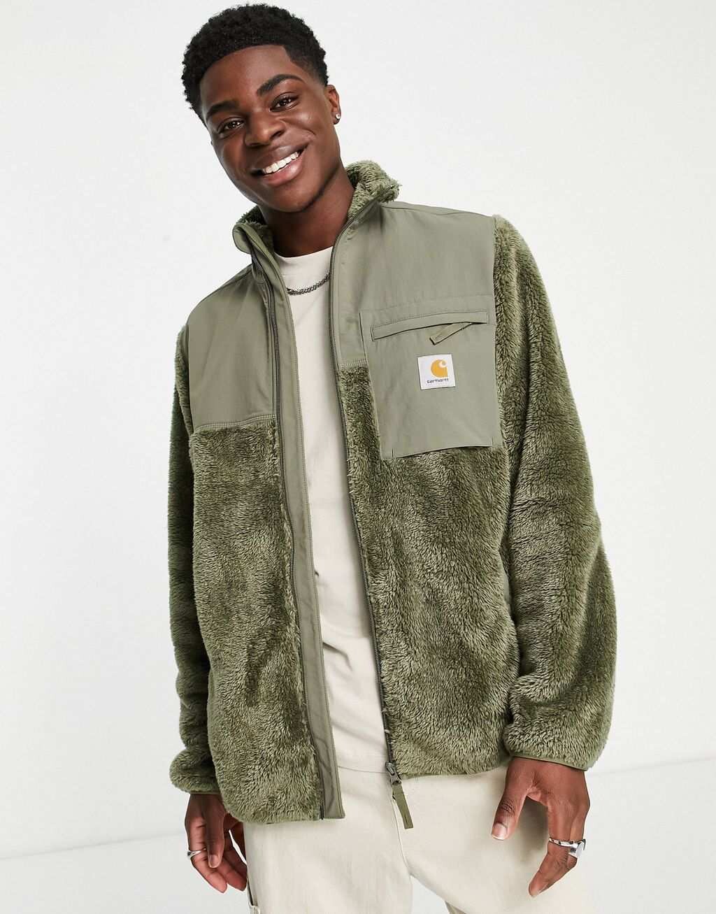 

Флисовый свитшот цвета хаки Carhartt WIP Jackson Pile