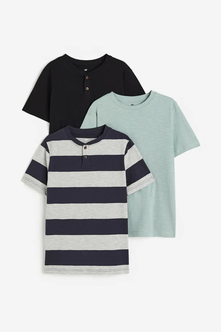 

3 штуки футболок с пуговицами H&M, серый