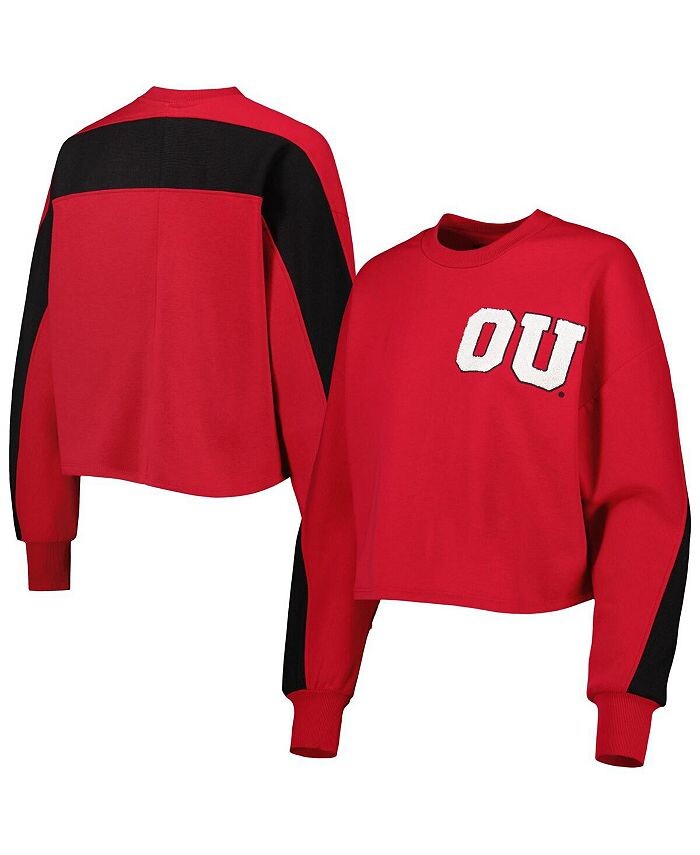 

Женский пуловер с цветными блоками малинового цвета Oklahoma Early Back To Reality, толстовка Gameday Couture, красный