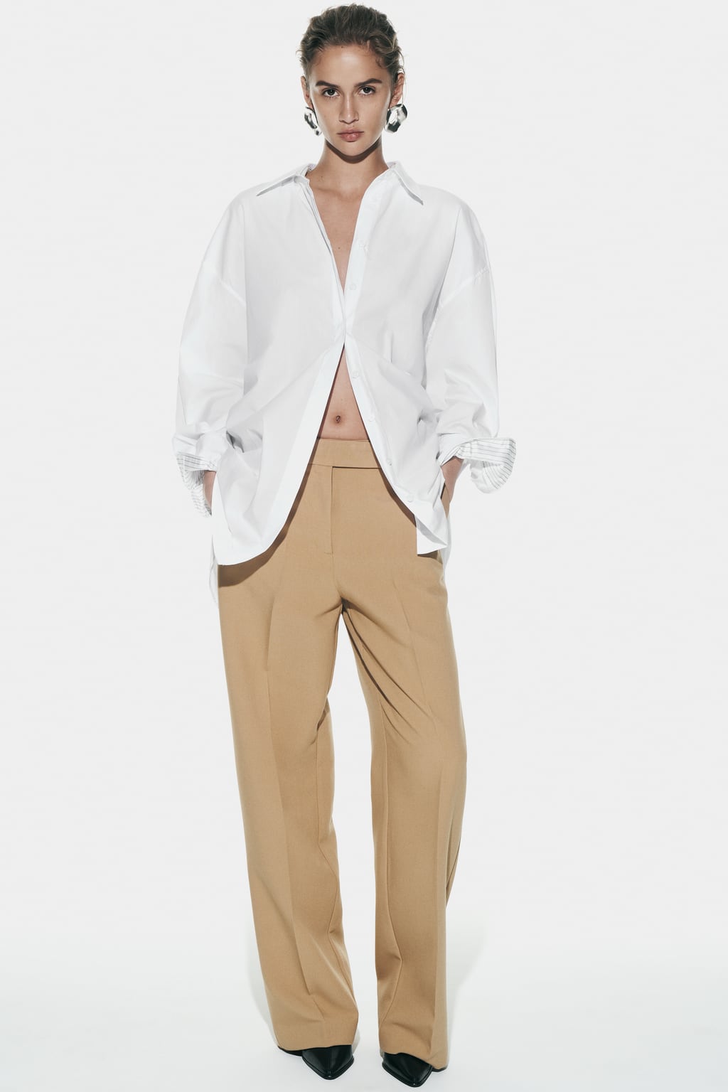 

Широкие брюки ZARA, кэмел