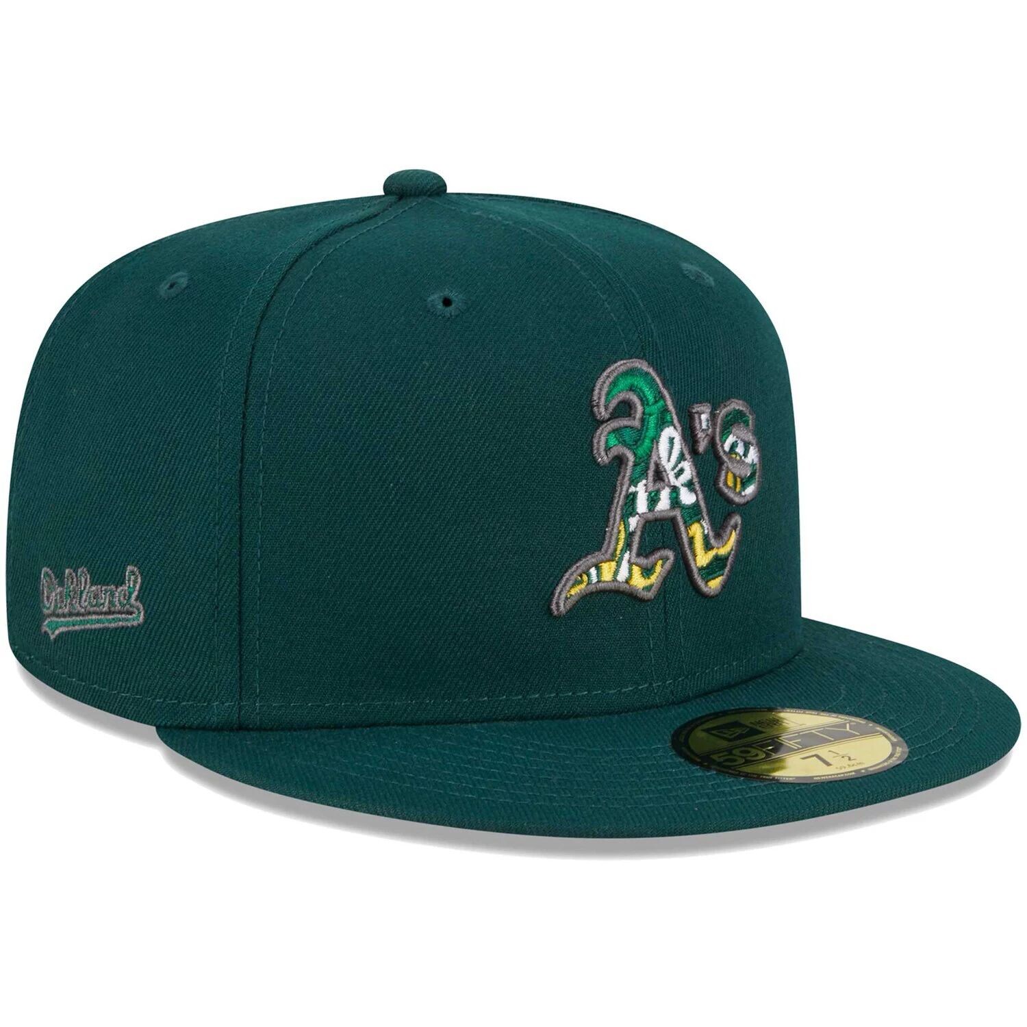 

Мужская приталенная кепка New Era Green Oakland Athletics 59FIFTY с надписью New Era Green