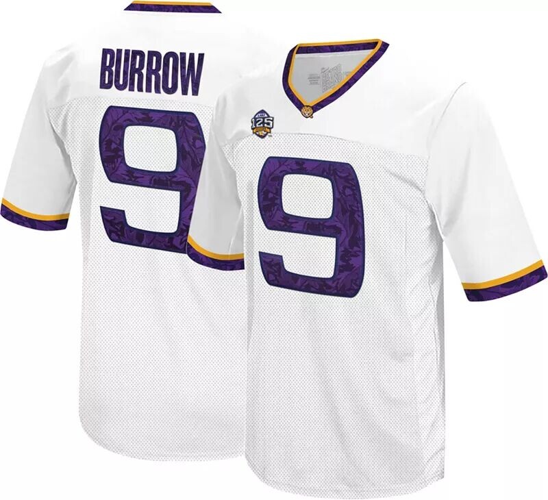 

Мужская футболка Retro Brandа LSU Tigers Joe Burrow #9, белая реплика, футбольная майка