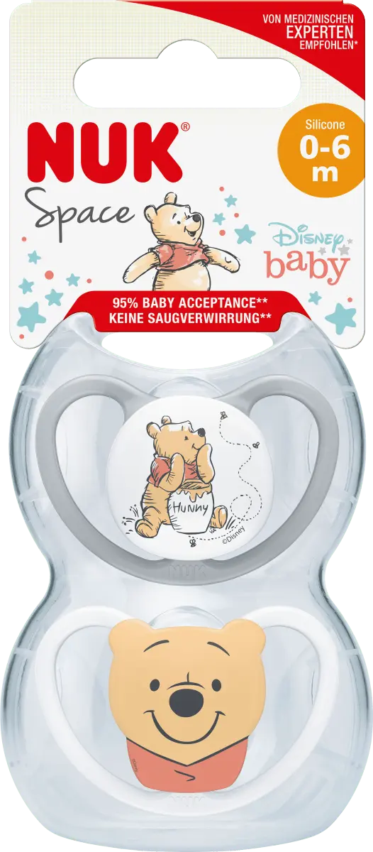 

Соска Space Disney силиконовая серая/белая размер 1 0-6 месяцев 2 шт. NUK