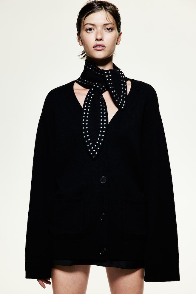 

Кардиган из смесовой шерсти с шалевым воротником H&M, черный