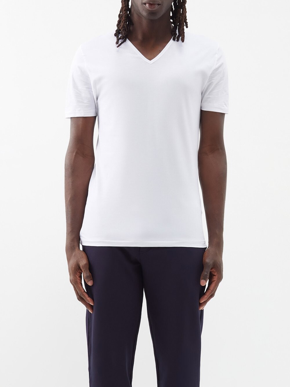 

Футболка pure comfort с v-образным вырезом из смесового хлопка Zimmerli, белый