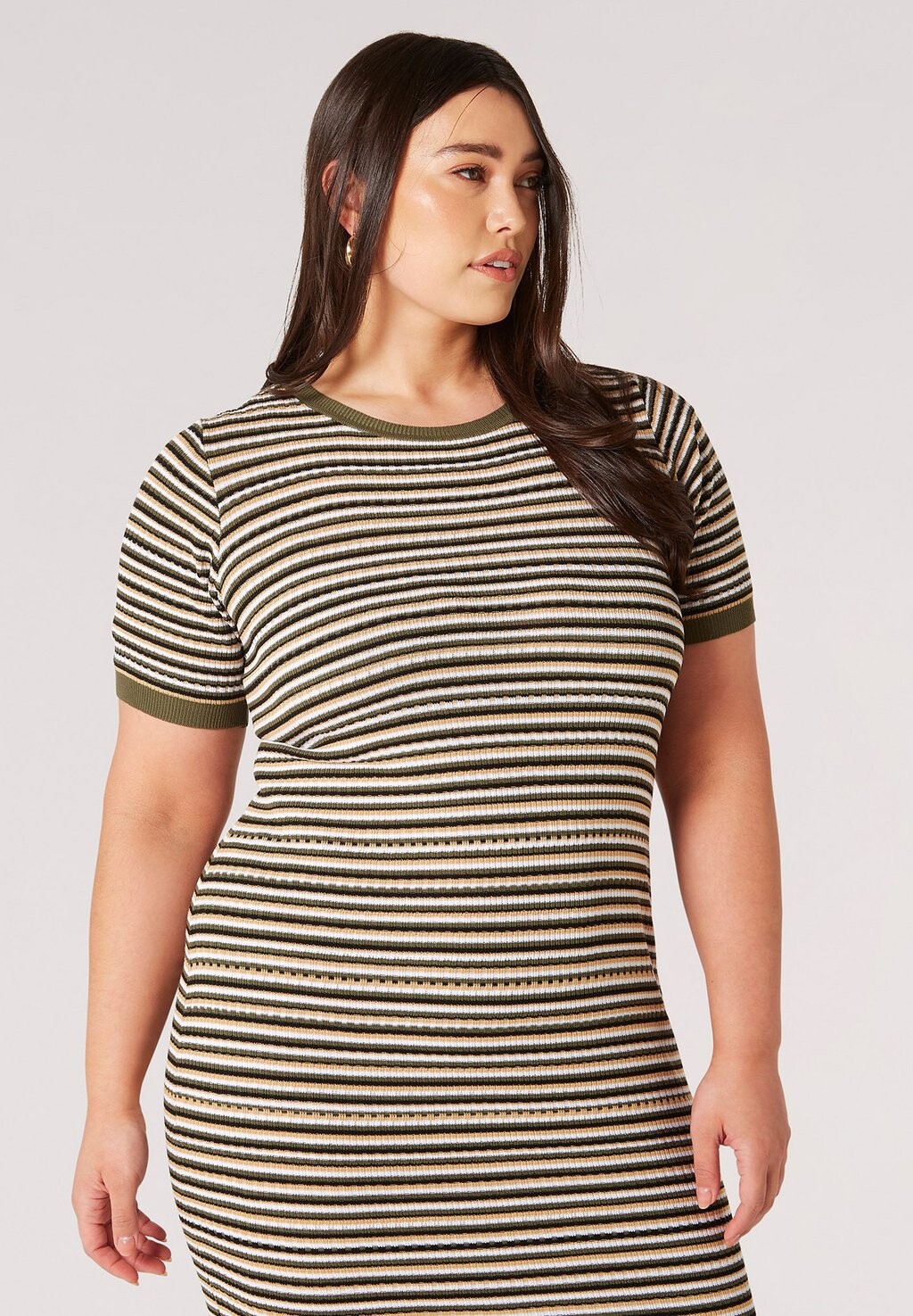 

Платье-футляр CURVE STRIPE MIDI Apricot, хаки