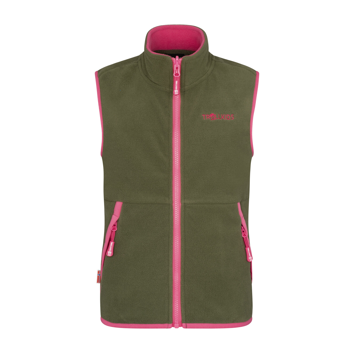 

Утепленный жилет Trollkids Fleece Kjerag, цвет Dunkle Olive/Hellmagenta