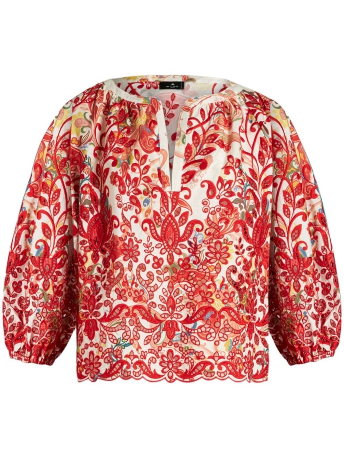 

ETRO блузка из поплина с вышитым узором пейсли, красный