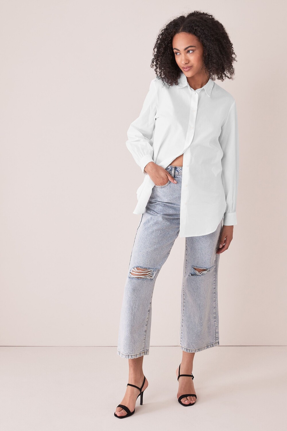 

Хлопковая рубашка Only Workwear длинного свободного кроя ONLY, белый