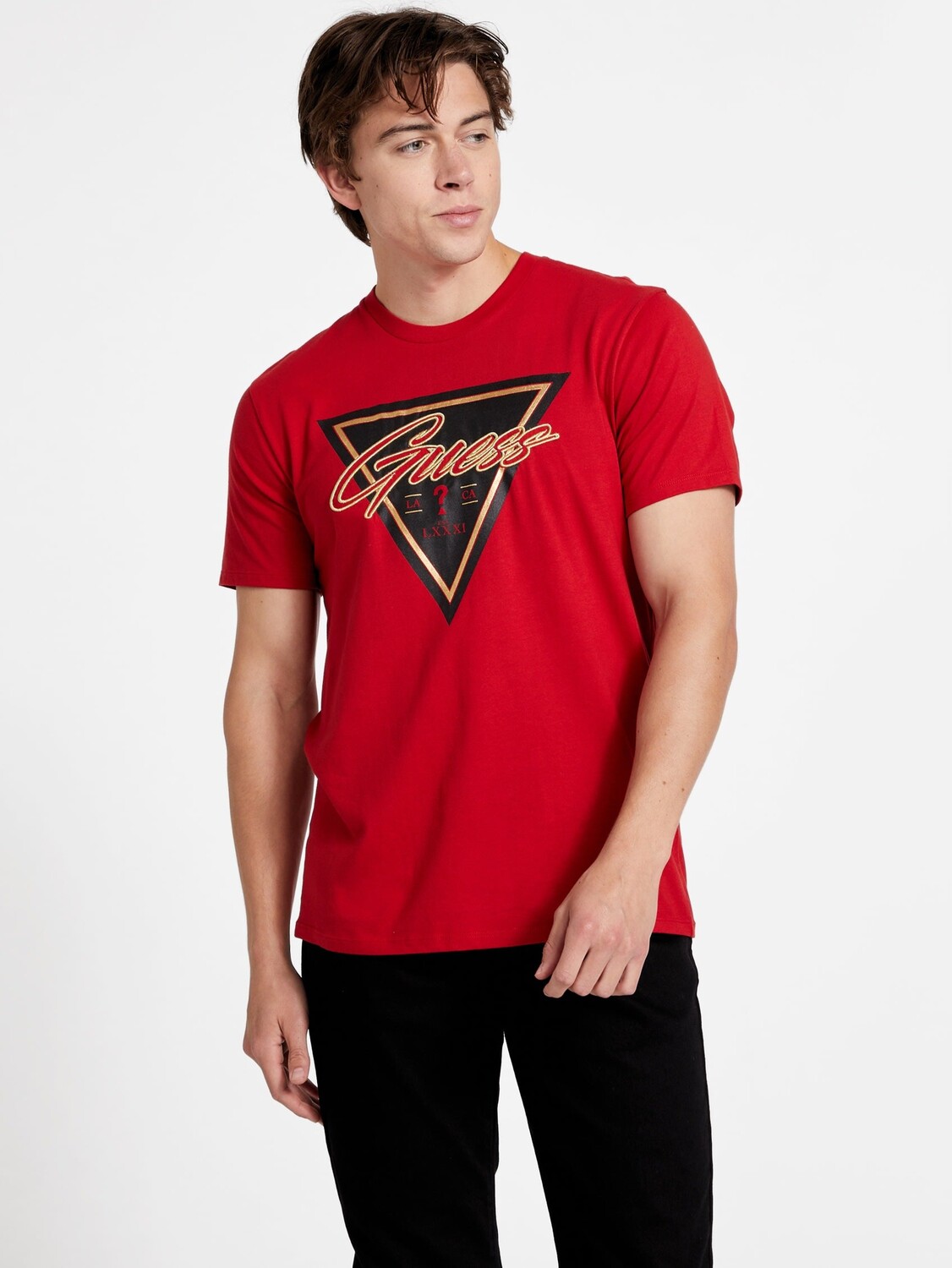 

Футболка с треугольным логотипом Eco Teague Guess Factory, цвет Varsity Red