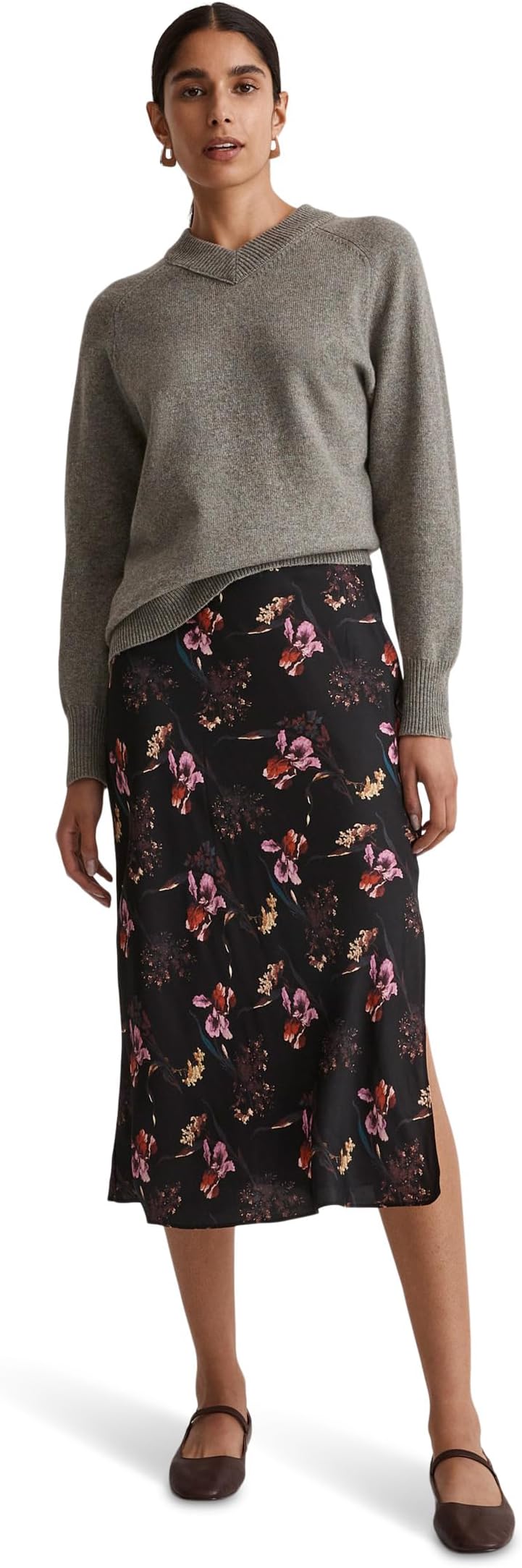 

Юбка-комбинация миди Layton в цвете Ditsy Floral Madewell, цвет Floral True Black