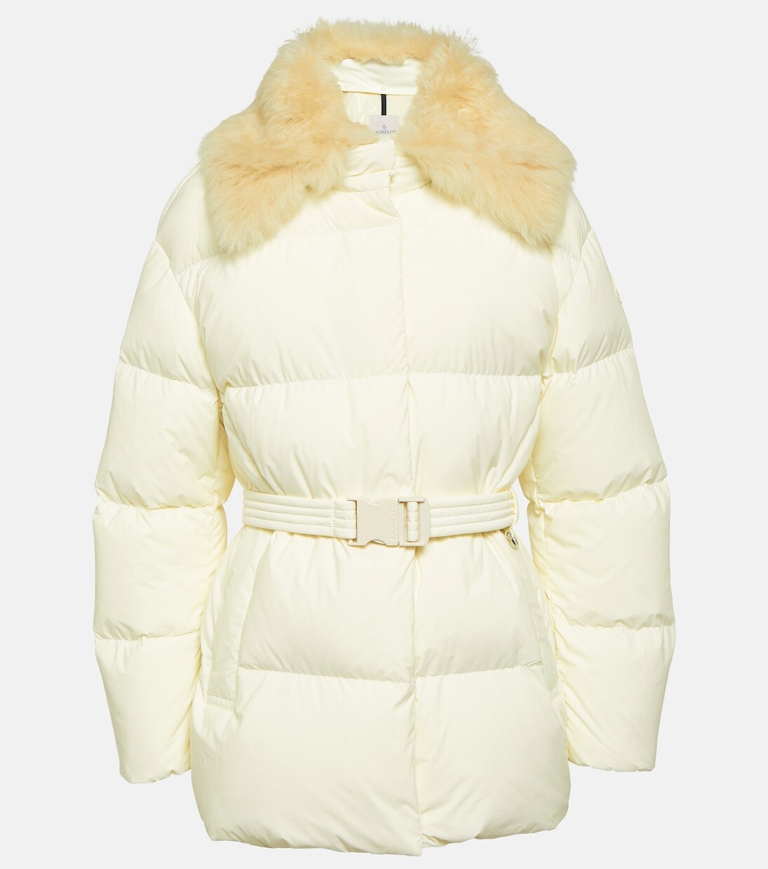 

Пуховик macareux с отделкой из овчины Moncler, белый