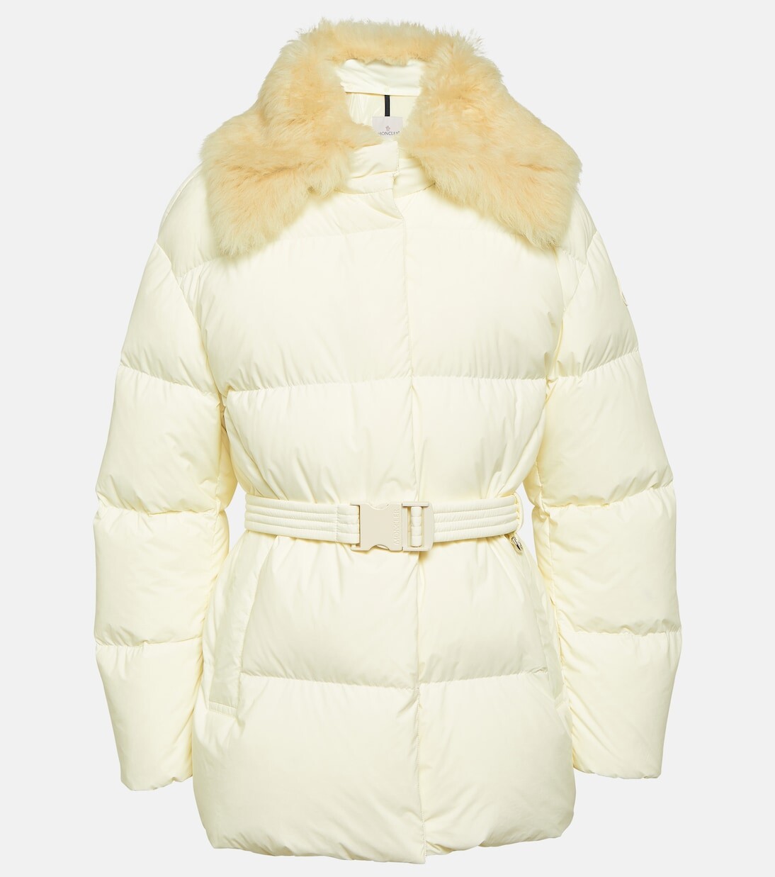 Пуховик macareux с отделкой из овчины Moncler, белый