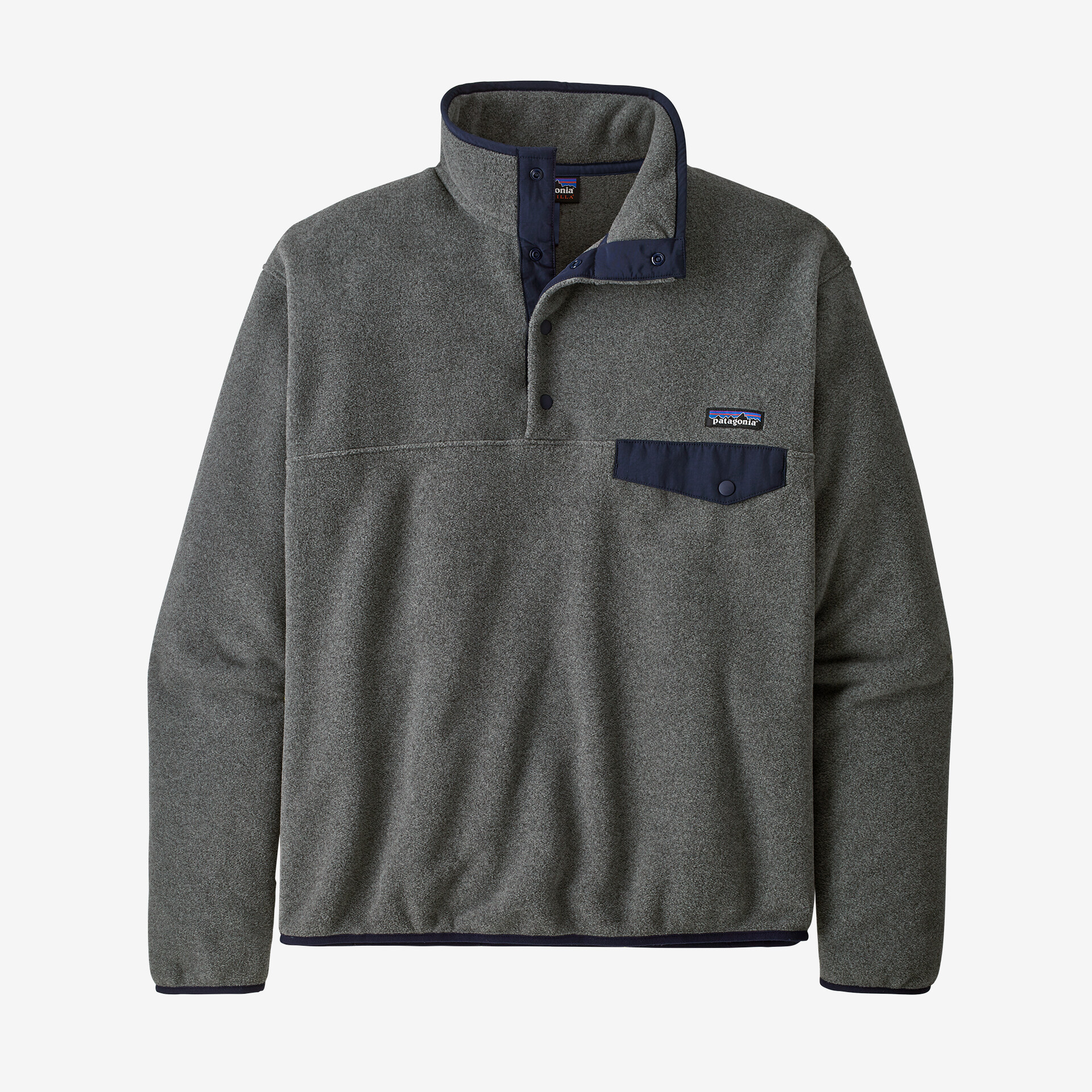 

Мужской легкий флисовый пуловер Synchilla Snap-T Patagonia, цвет Nickel w/Navy Blue