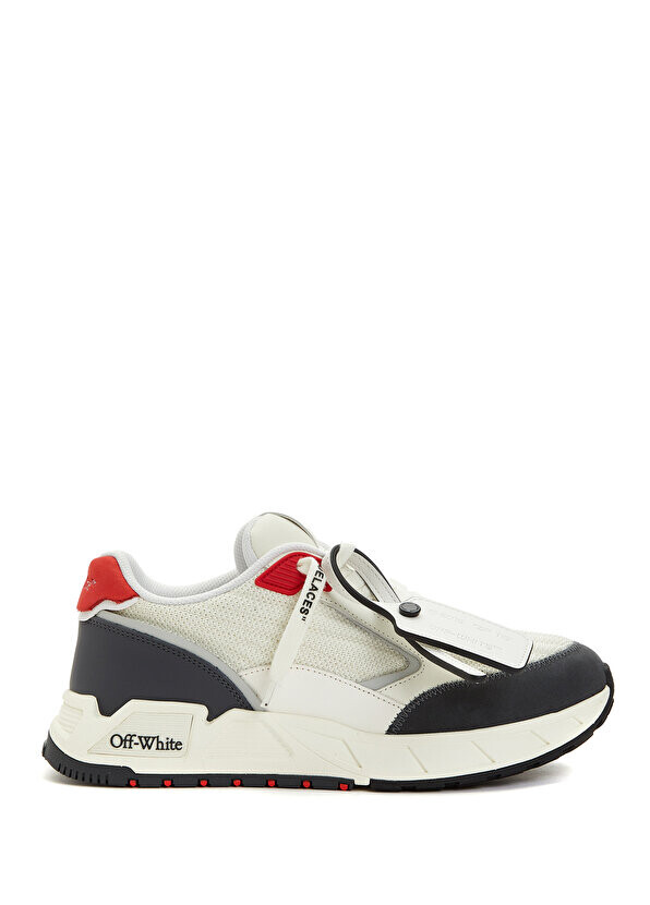 

Женские кожаные кроссовки с красно-белым логотипом Off-White