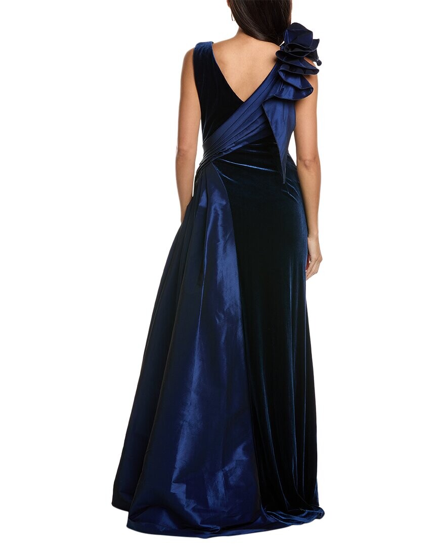 

Платье смешанной техники Tadashi Shoji, синий