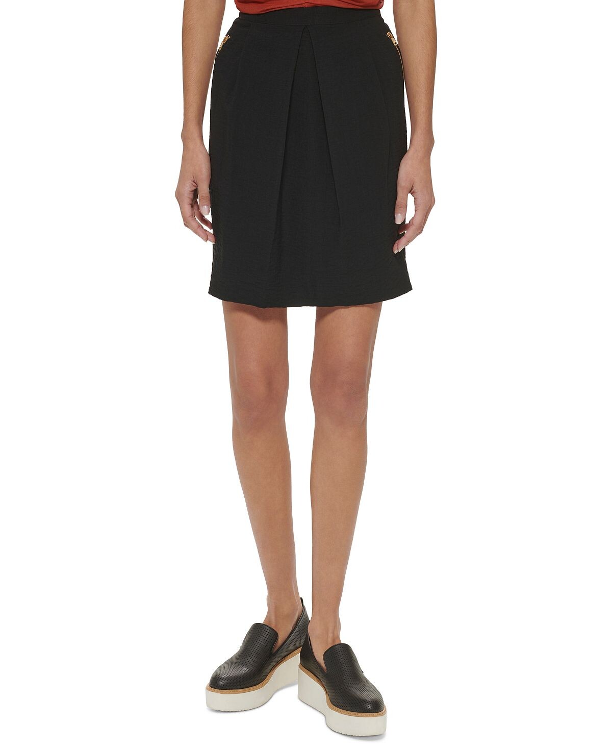 

Женская плиссированная юбка-трапеция DKNY, черный