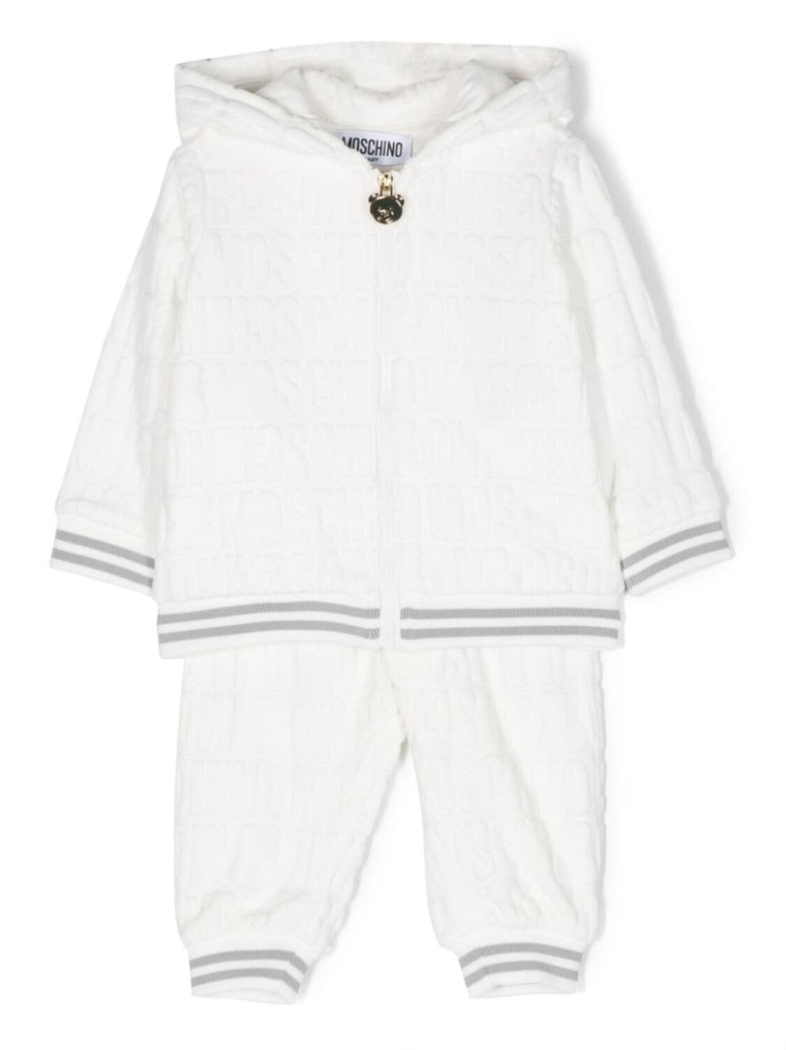 

Moschino Kids махровый комбинезон с тисненым логотипом, белый