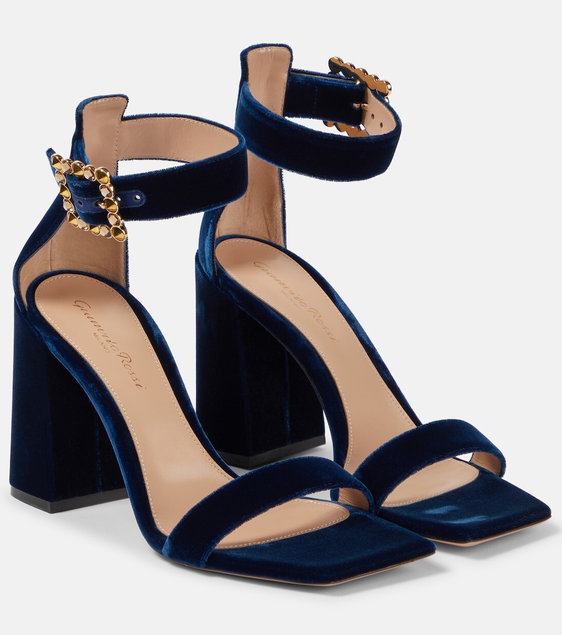 

Декорированные бархатные босоножки Gianvito Rossi, синий