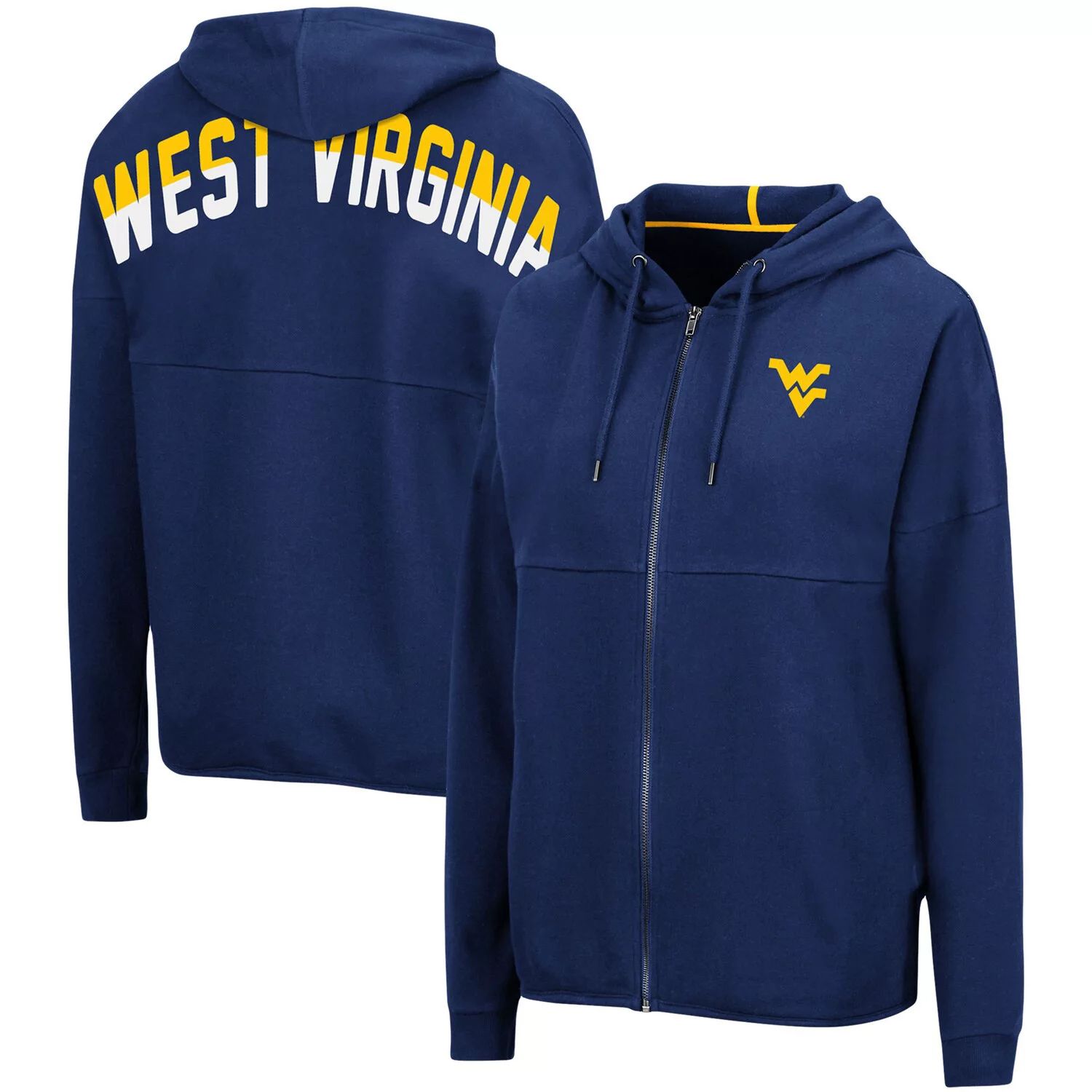 

Женская толстовка с молнией во всю длину и капюшоном Colosseum Navy West Virginia Mountaineers Two-Hit Colosseum